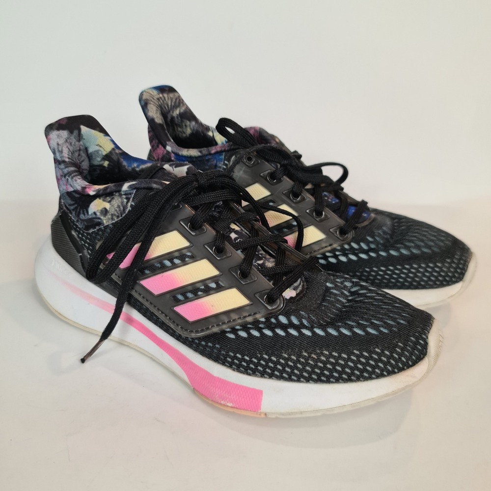 Adidas EQ21 Run Womens Running Shoes Black Pink Floral GX7320 Size 6.5